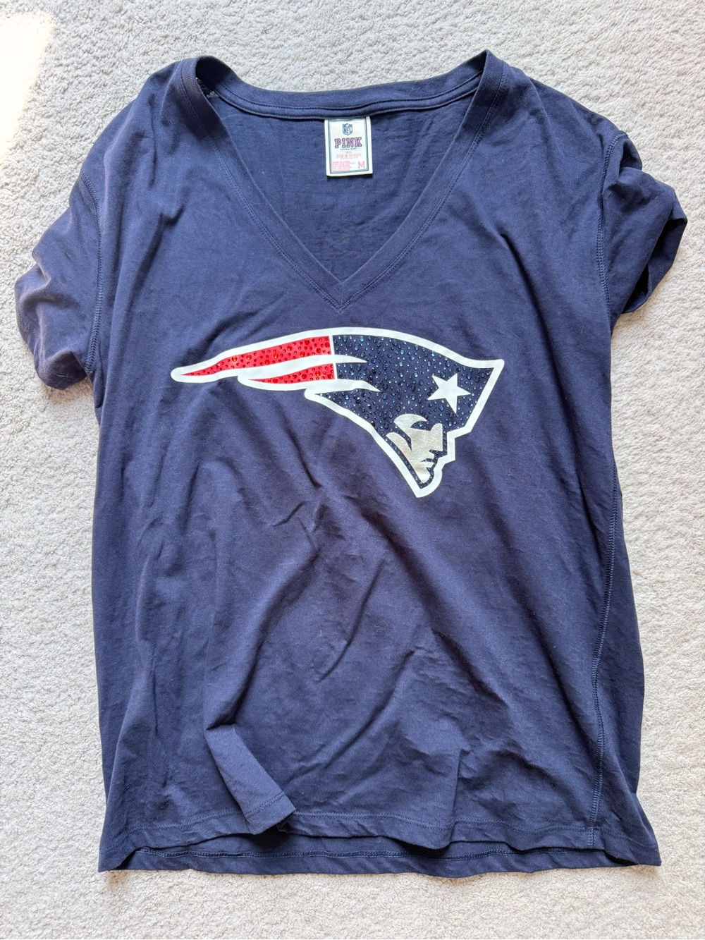 NFL New England Patriots Navy V-Neck Tee